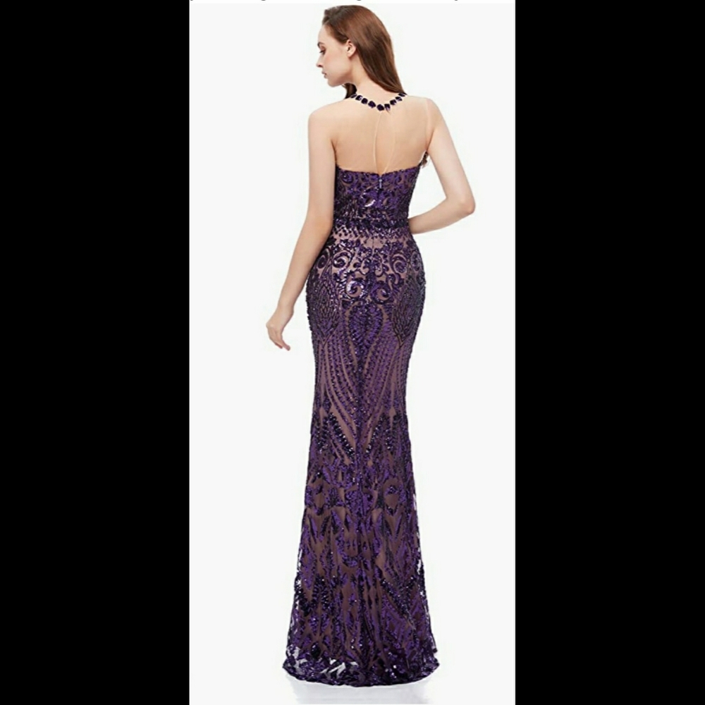 Gorgeous Purple Sequin, Floor-length, Designer Gown - Picture 7 of 9